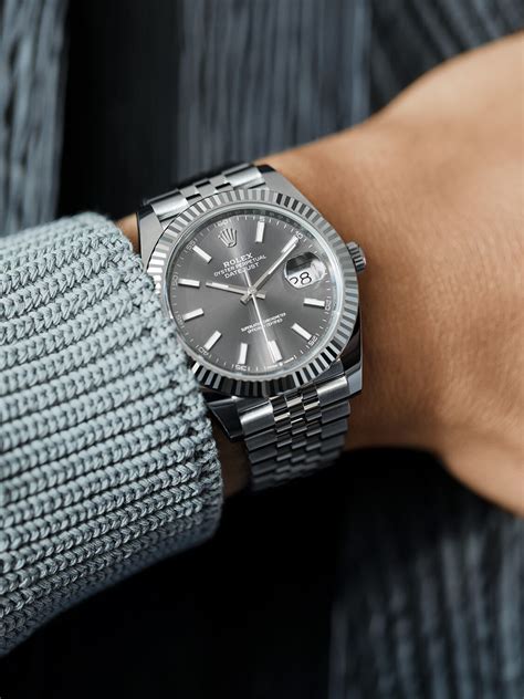 rolex datejust steel grey dial|rolex datejust 41mm rhodium dial.